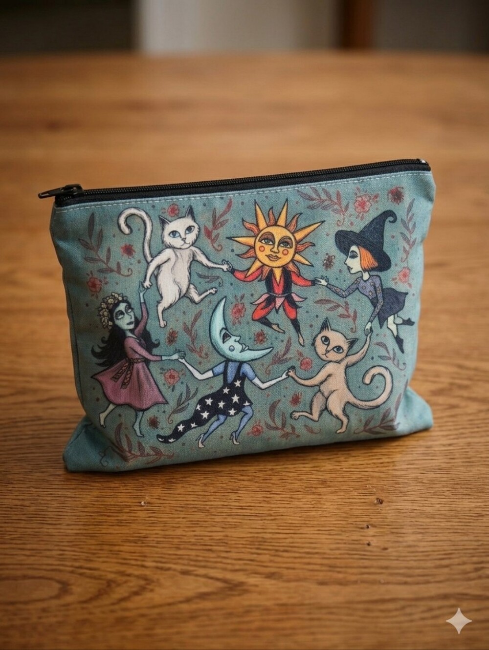 NWT Whimsical Cosmetic Bag With A Witching Hour Design  (0061)
